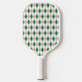 Raquette De Pickleball Vert Rose Argyle Monogramme (Verso)