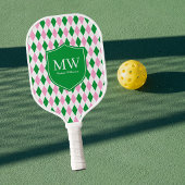 Raquette De Pickleball Vert Rose Argyle Monogramme