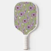 Raquette De Pickleball Vert violet rétro Y2K Funky Hippie Flower Motif (Recto)