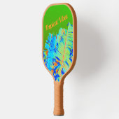 Raquette De Pickleball Vibes tropicales psychédéliques Palmiers Bleu Vert (Gauche)