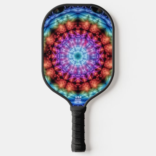 Raquette De Pickleball Vibrant Tie Dye Kaleidoscope Rainbow Mandala (Recto)