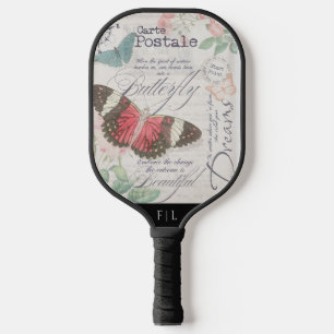Raquette De Pickleball Vintage botanique   Carte des papillons postaux