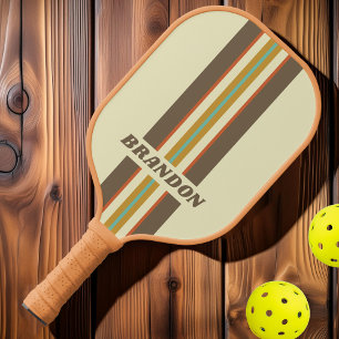 Raquette De Pickleball Vintage Rétro Rayures de Rassemblement Arc-en-ciel