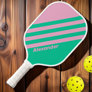 Raquette De Pickleball Vintage Sport Brise d'Été Rayures avec Nom