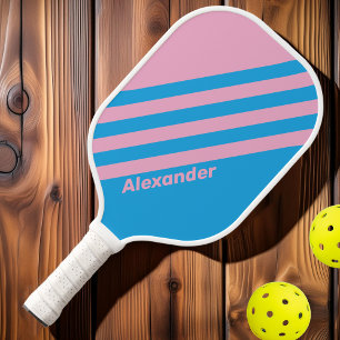 Raquette De Pickleball Vintage Sport Vague d'été légère rayée avec nom