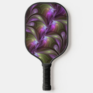 Raquette De Pickleball Violet Abstrait violet violet kaki fractal