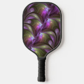 Raquette De Pickleball Violet Abstrait violet violet kaki fractal (Verso)