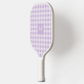 Raquette De Pickleball Violet Gingham Monogrammé Préétabli (Gauche)