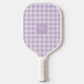 Raquette De Pickleball Violet Gingham Monogrammé Préétabli (Recto)
