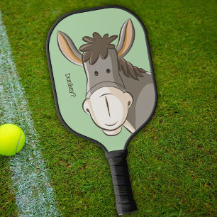 Raquette De Pickleball Visage d'âne sur vert, dessin, mignonette