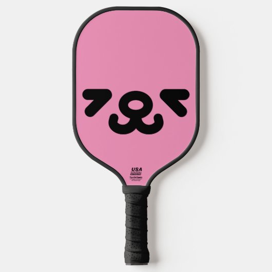 Raquette De Pickleball Visage de chiot heureux rose clair (Recto)