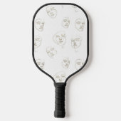 Raquette De Pickleball Visage Féminin Minimaliste Motif Ligne (2) (Verso)
