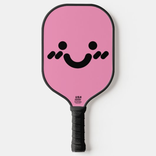 Raquette De Pickleball Visage Mignon et Timide Rose Clair (Recto)