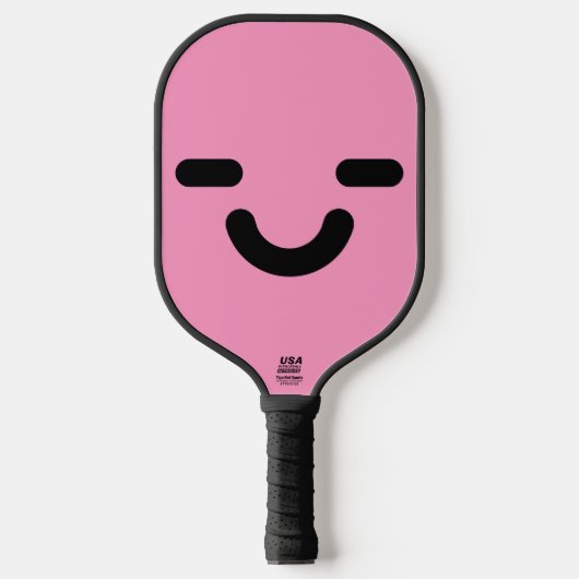 Raquette De Pickleball Visage Satisfait Rose Clair (Recto)