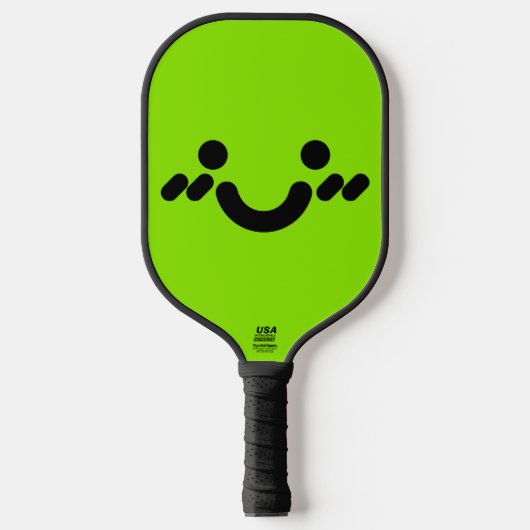 Raquette De Pickleball Visage Timide Mignon Vert (Recto)