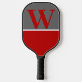 Raquette De Pickleball Vivid Red & Grey College Couleurs Monogramme (Verso)