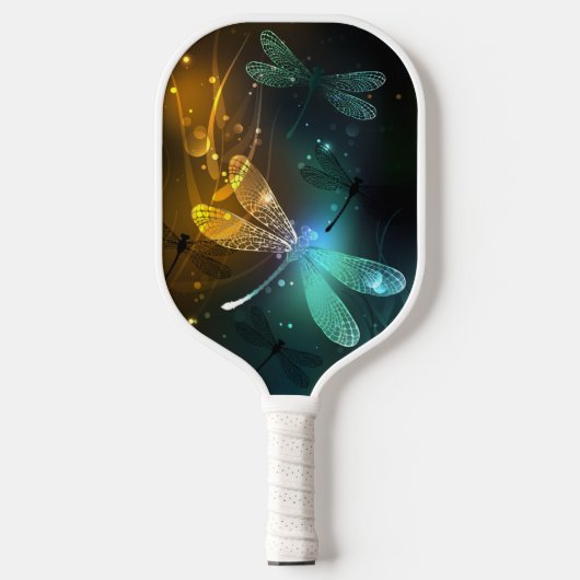 Raquette De Pickleball Vol de libellule verte lumineuse (Recto)