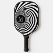 Raquette De Pickleball Vortex d'illusion optique Monogramme noir et blanc (Verso)