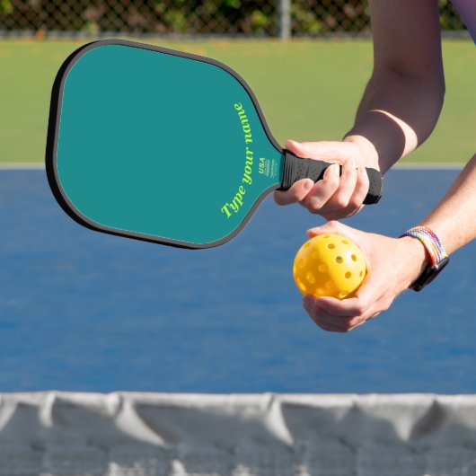 Raquette De Pickleball Votre nom sur Paddle Turquoise Pickleball Vert (Insitu)