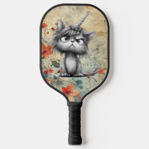 Raquette De Pickleball *~* Whimsical Quirky Cat AP68 Floral 3 PHOTO