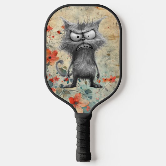 Raquette De Pickleball *~* Whimsical Quirky Cat AP68 Floral 5 PHOTO (Recto)