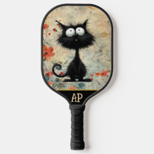 Raquette De Pickleball *~* Whimsical Quirky Cat AP68 Floral 9 PHOTO