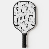 Raquette De Pickleball Whimsical Skinny Motif de chat noir (Verso)