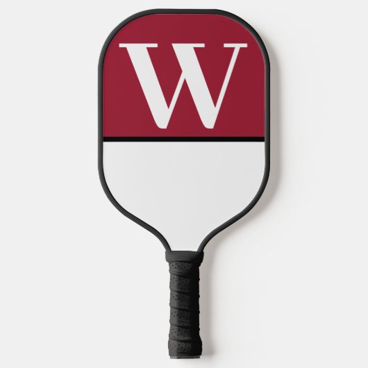 Raquette De Pickleball White & Crimson College Couleurs Monogramme (Recto)