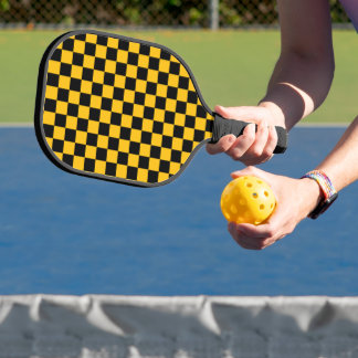 Raquette De Pickleball Yellow and Black Checkered Print