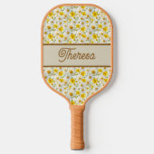 Raquette De Pickleball Yellow Wildflowers Pattern Monogram Name (Recto)