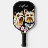Raquette De Pickleball Yorkies et roses roses roses (Verso)