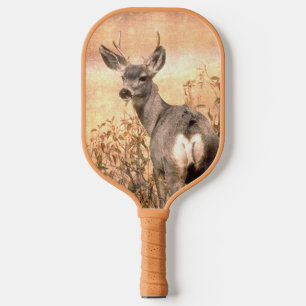 Raquette De Pickleball Young Deer en Fleur sauvage avec Grungy Texture Ar