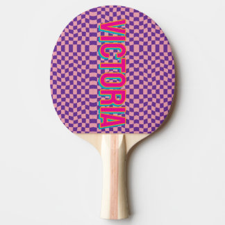 Raquette De Ping Pong 2D Retro Colorful Lettering Name