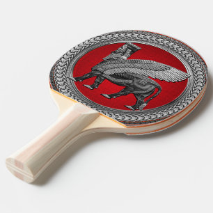 Raquette De Ping Pong [400] Taureau ailé assyrien : Argent et lamassu no