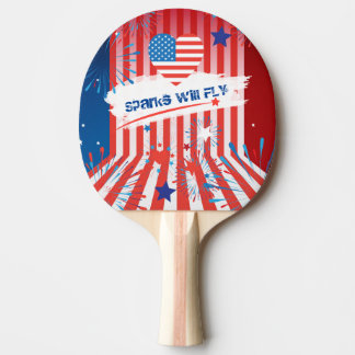 Raquette De Ping Pong 4 juillet American USA Flag Heart personnalisé