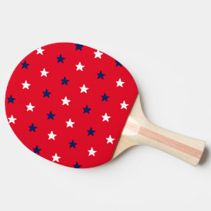 Raquette De Ping Pong 4 juillet rouge blanc bleu patriotique étoiles mot