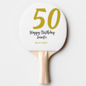Raquette De Ping Pong 50e anniversaire ajouter nom date année noire modè (Dos)