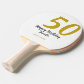 Raquette De Ping Pong 50e anniversaire ajouter nom date année noire modè (Devant Angle)