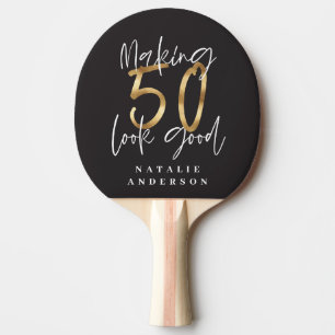 Raquette De Ping Pong 50e anniversaire initiales cadeaux personnalisés