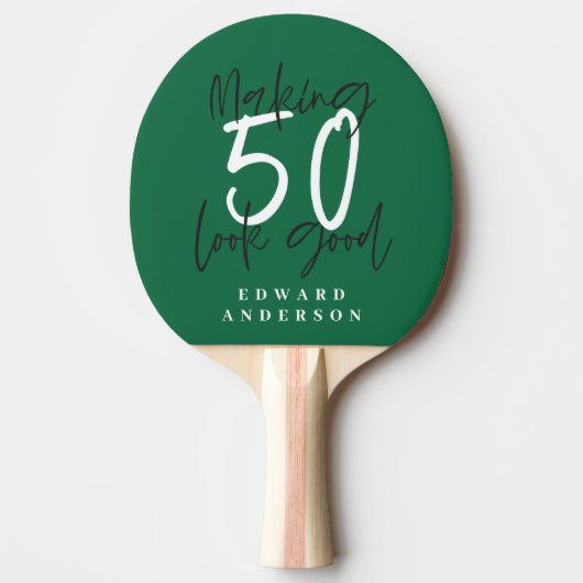 Raquette De Ping Pong 50e anniversaire initiales cadeaux personnalisés (Devant)