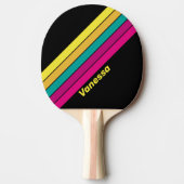 Raquette De Ping Pong 80s rétro striped Dark avec le nom (Devant)