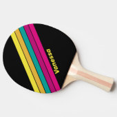 Raquette De Ping Pong 80s rétro striped Dark avec le nom (Côté)