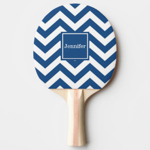 Raquette de ping pong à chevron bleu personnalisée