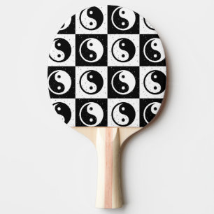 Raquette De Ping Pong À damiers blanc noir Yin-yang Zen Block Imprimer