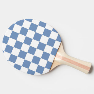 Raquette De Ping Pong à damiers bleu/gris et blanc
