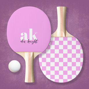 Raquette De Ping Pong À damiers Monogramme de signature rétro
