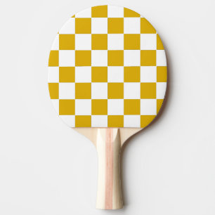 Raquette De Ping Pong à damiers moutarde jaune et blanc