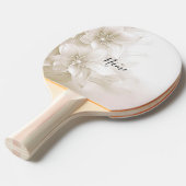Raquette de ping pong à fleurs blanches ivoire (Devant Angle)