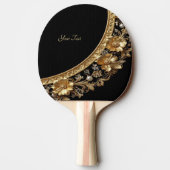 Raquette de ping pong à fleurs dorées ornées (Dos)