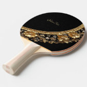 Raquette de ping pong à fleurs dorées ornées (Devant Angle)